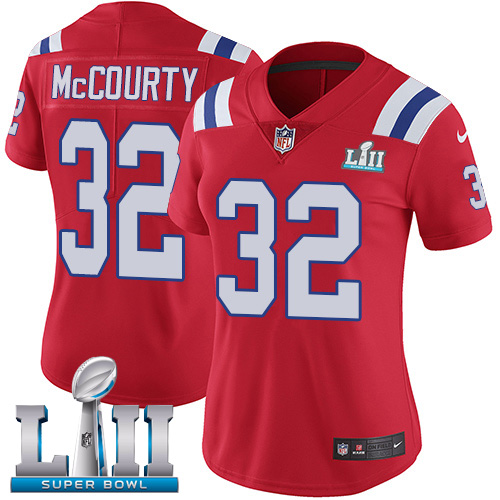 Nike Patriots #32 Devin McCourty Red Alternate Super Bowl LII Women's Stitched NFL Vapor Untouchable Limited Jersey
